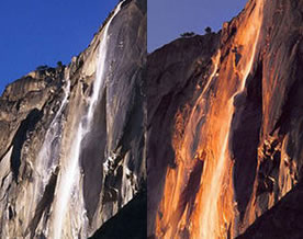 美国最美的景观之“火瀑布”：夕阳将之染红